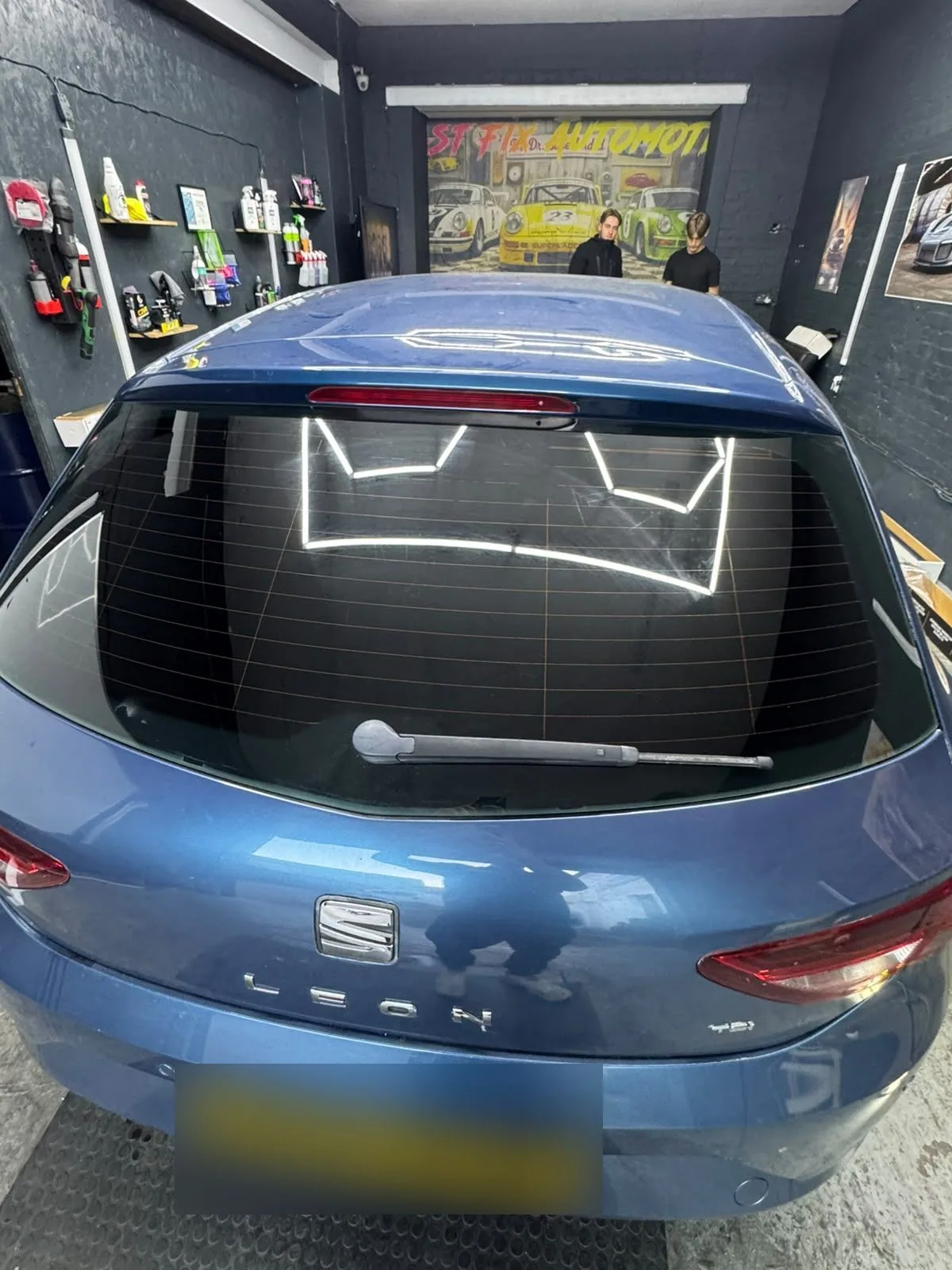 Tinted rear glass on a hatchback